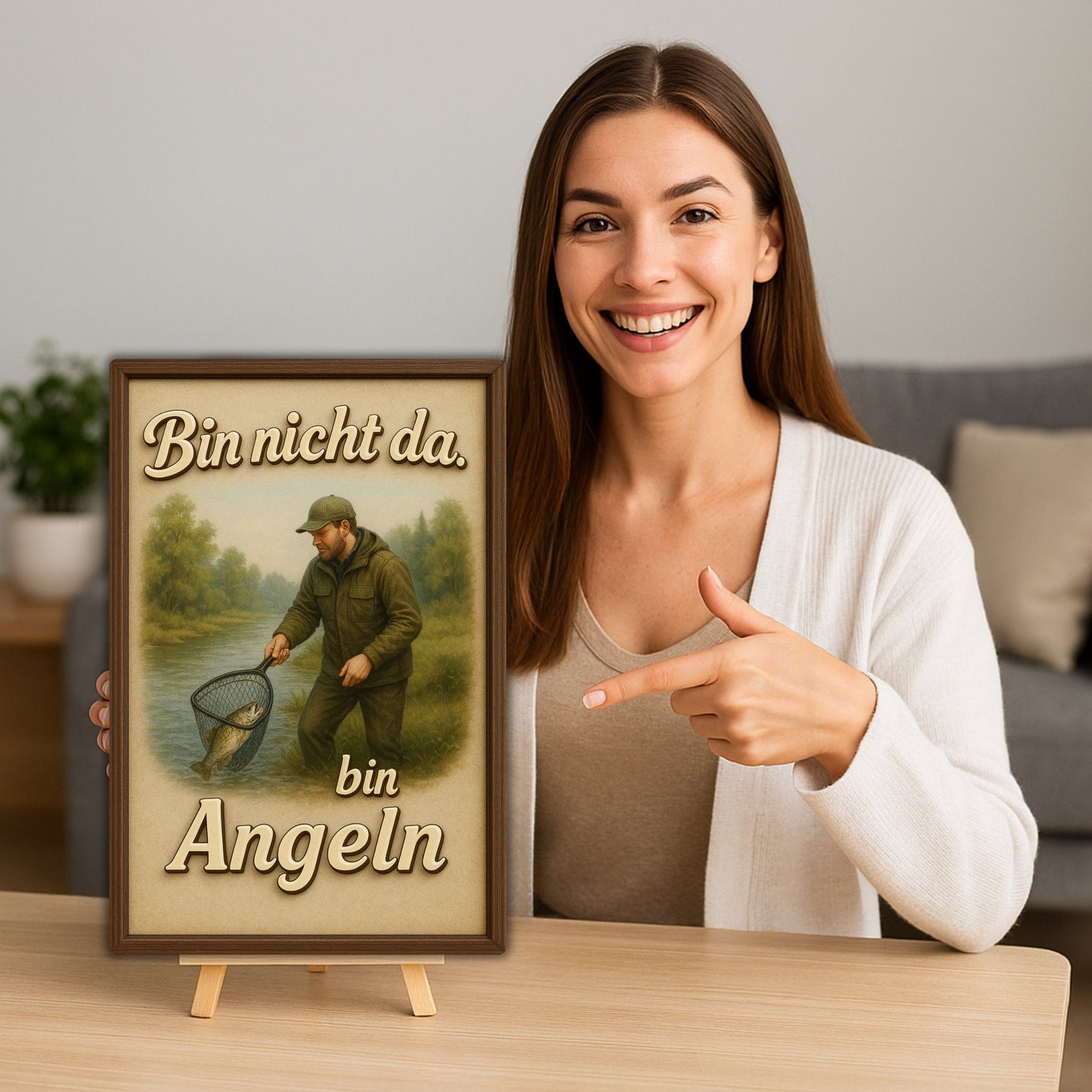 Bin nicht da, bin angeln Blechschild