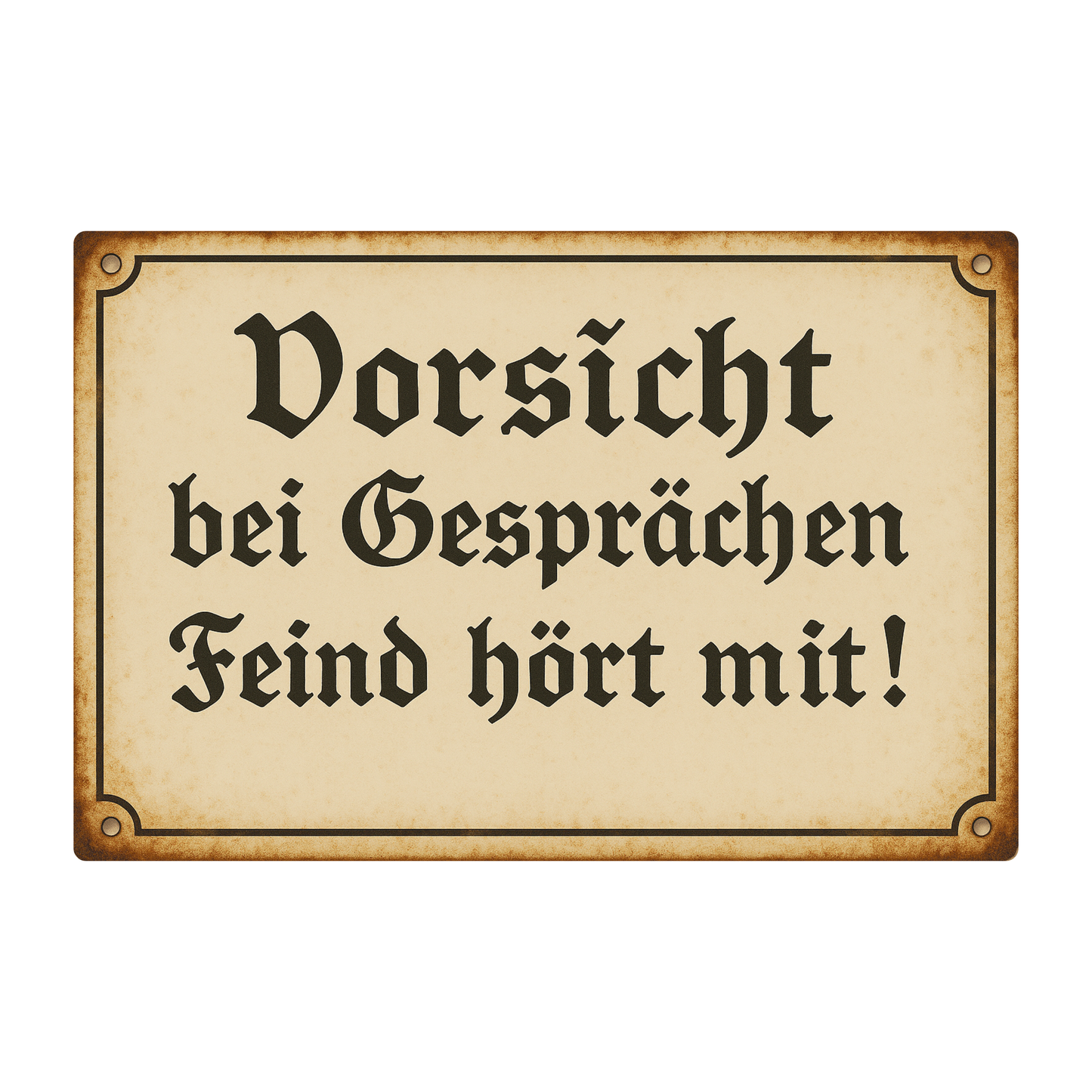 Blechschild der Feind hört mit
