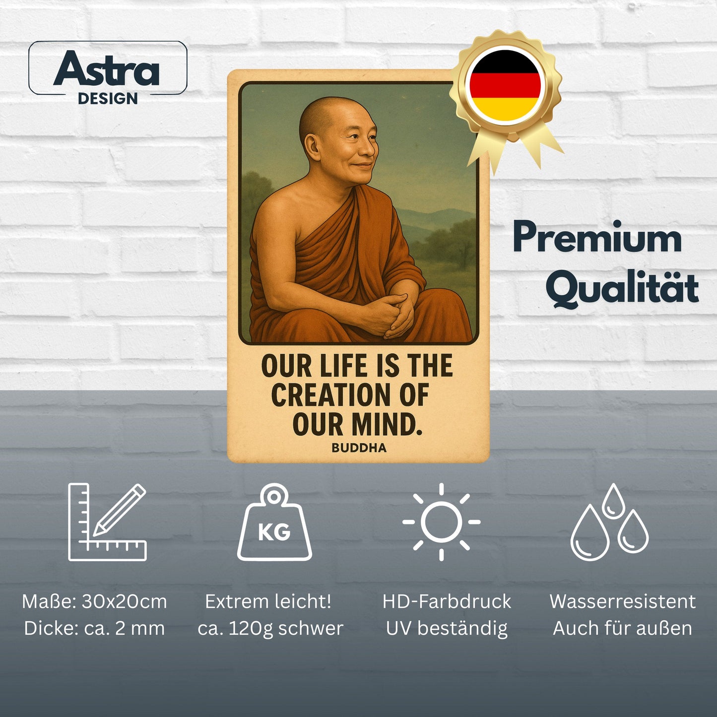 Buddha Zitat Creation of Mind Blechschild