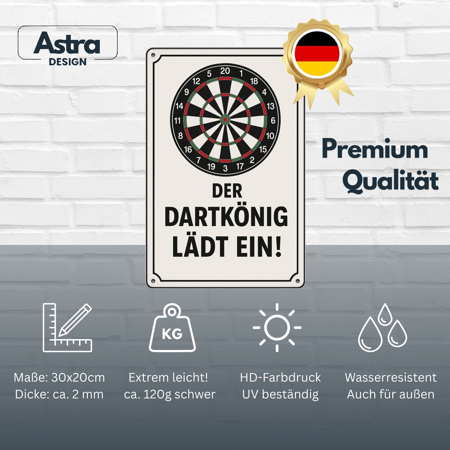Der Dartkönig lädt ein Blechschild