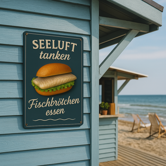 Fischbrötchen essen Blechschild