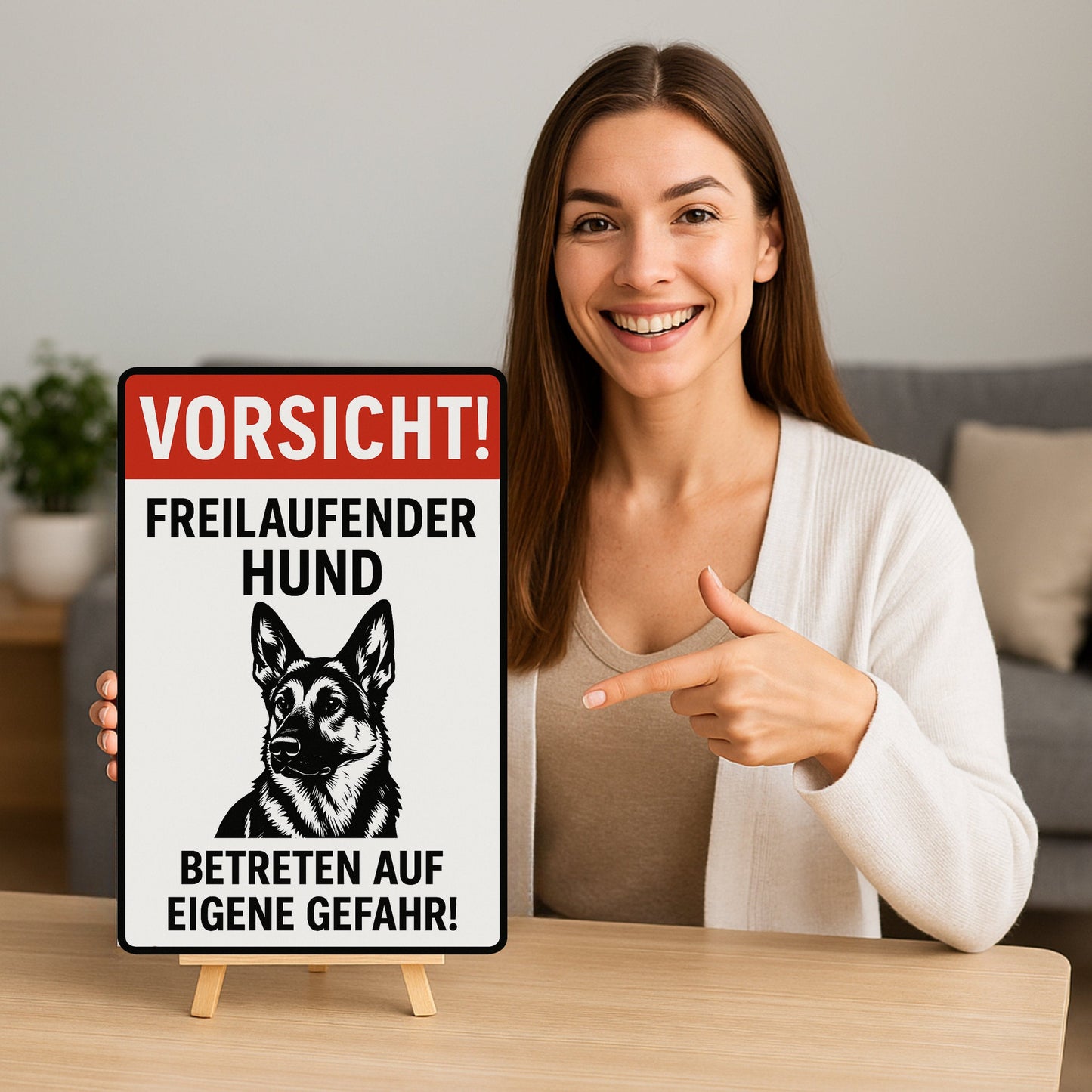 Vorsicht freilaufender Hund Blechschild
