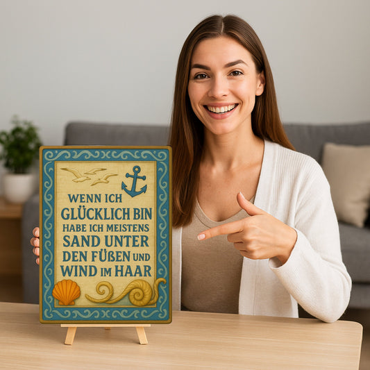 Glücklich Sand unter dem Fuß Blechschild