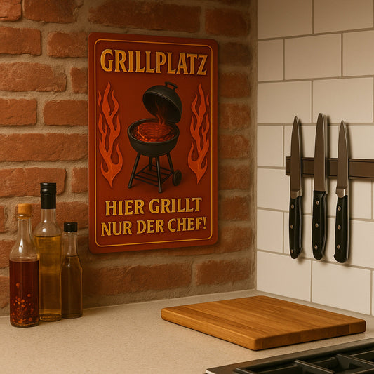 Grillplatz Hier grillt nur der Chef Blechschild