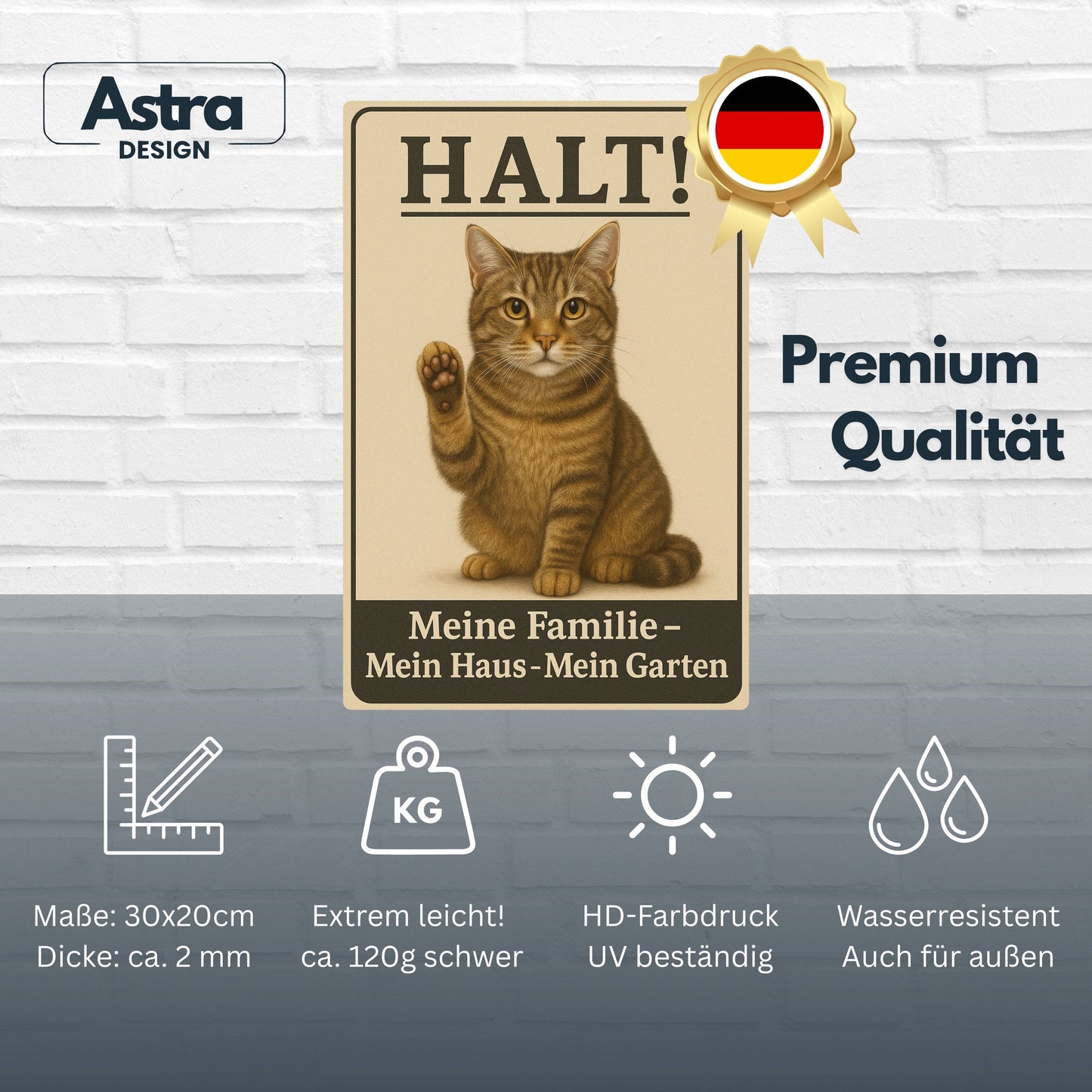 Halt! Katze Blechschild