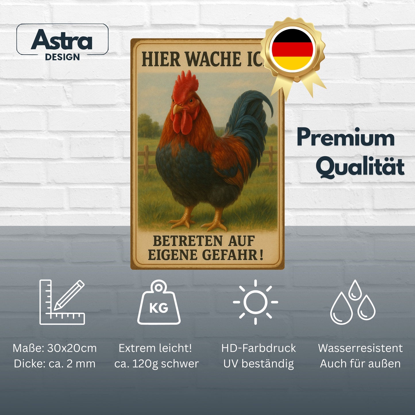 Hier wache ich Blechschild