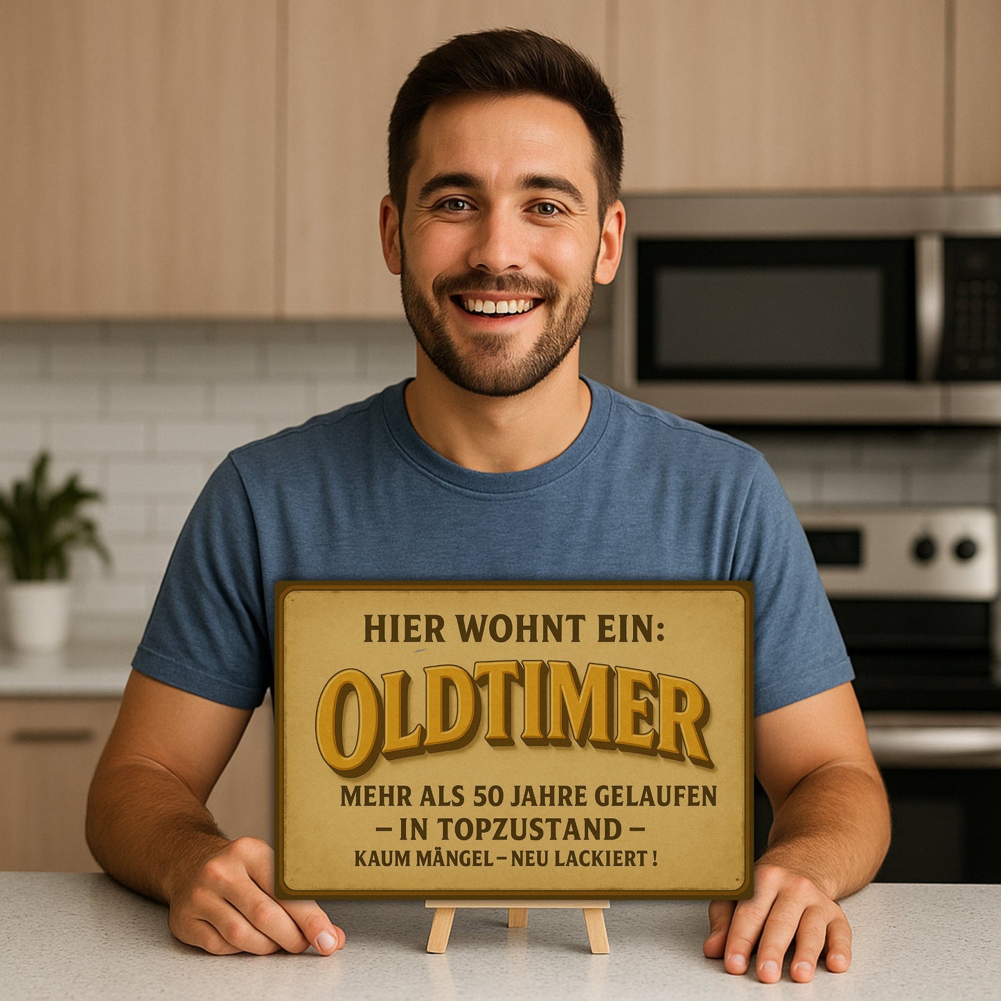 Hier wohnt ein Oldtimer 50 Jahre Blechschild
