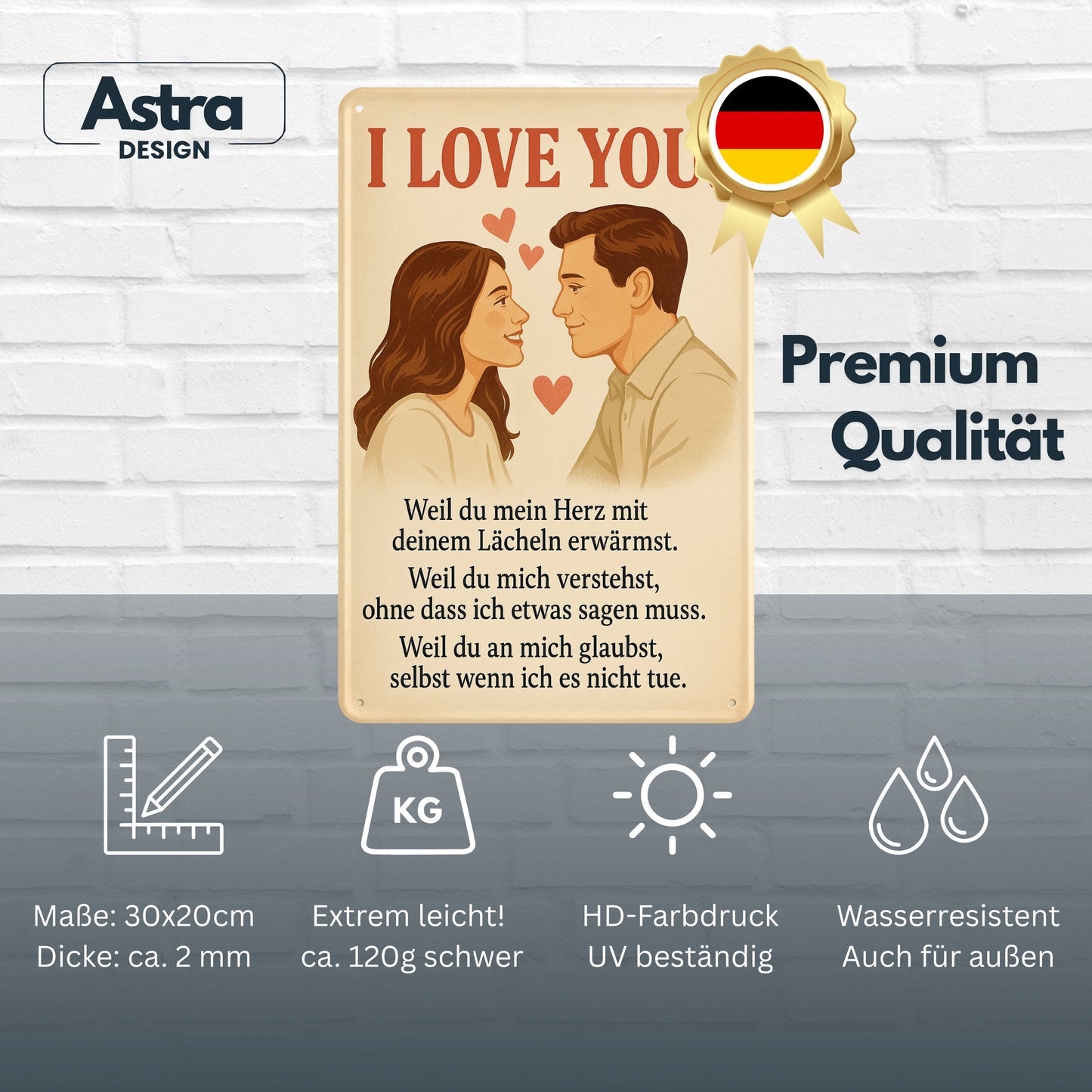 I love you Blechschild