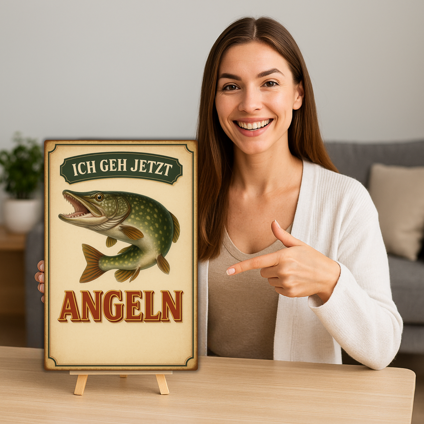 Ich geh jetzt Angeln Blechschild