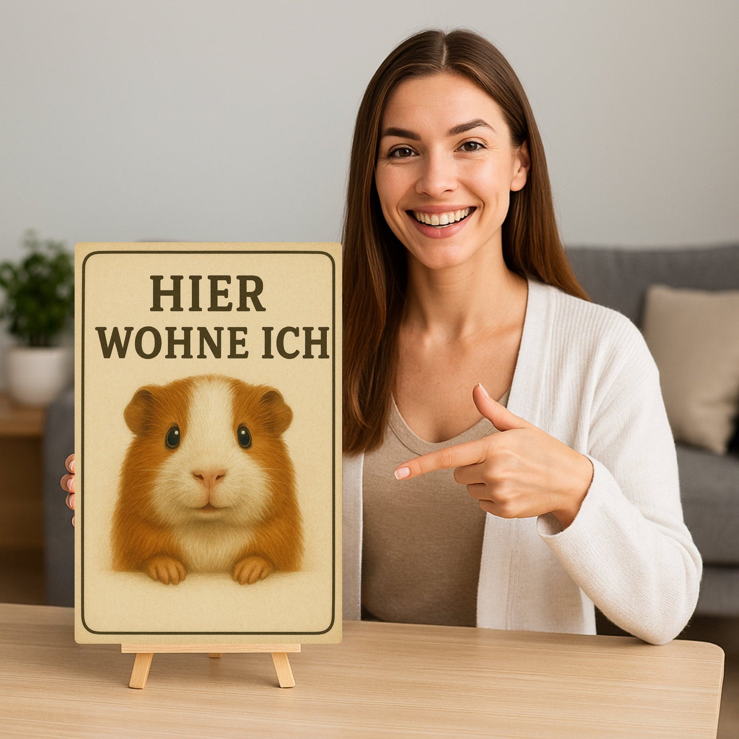 Meerschweinchen hier wohne Blechschild