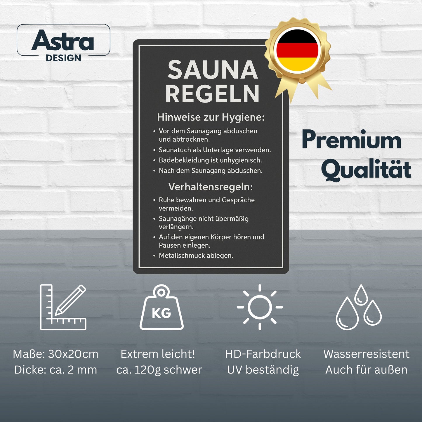 Sauna Regeln dunkel Blechschild