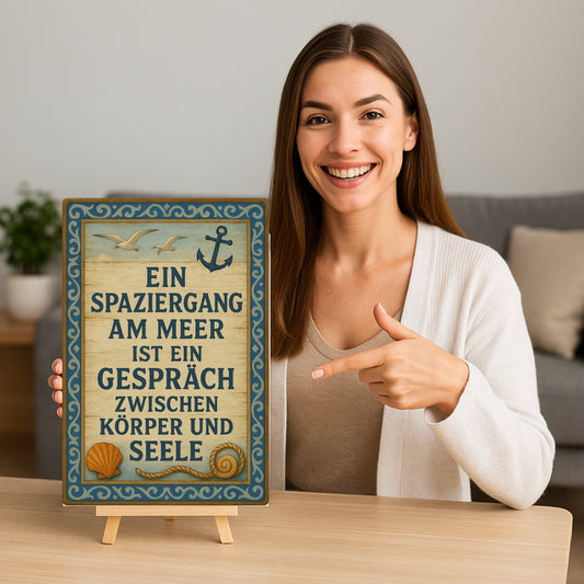 Spaziergang am Meer Blechschild