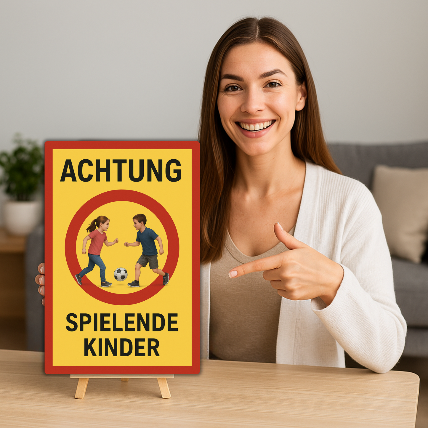 Achtung Spielende Kinder Blechschild