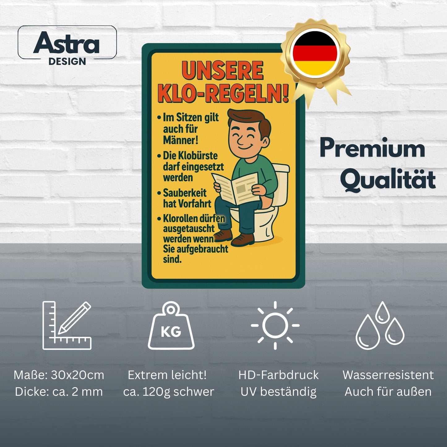 Unsere Klo Regeln Blechschild