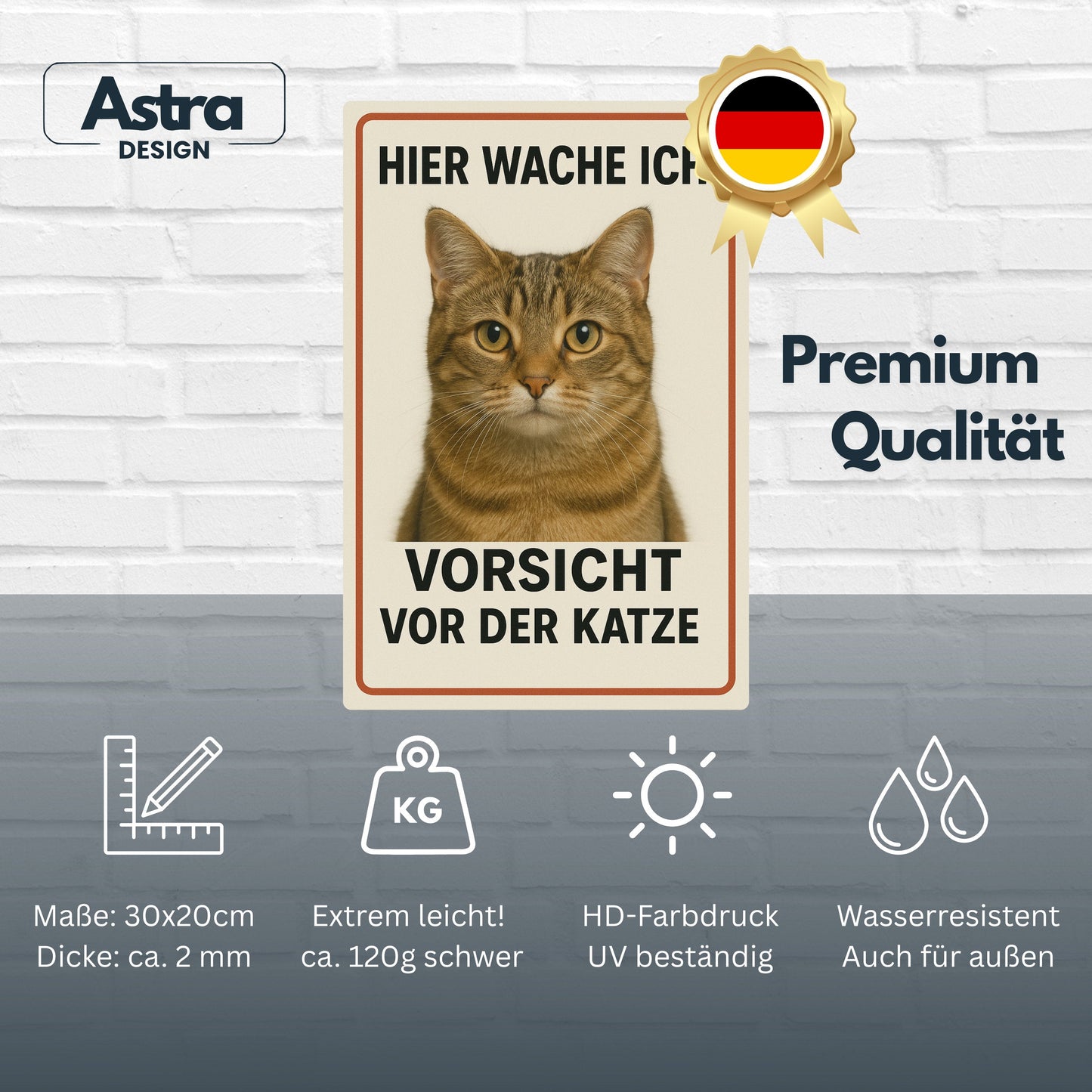 Katze Hier wache ich Blechschild