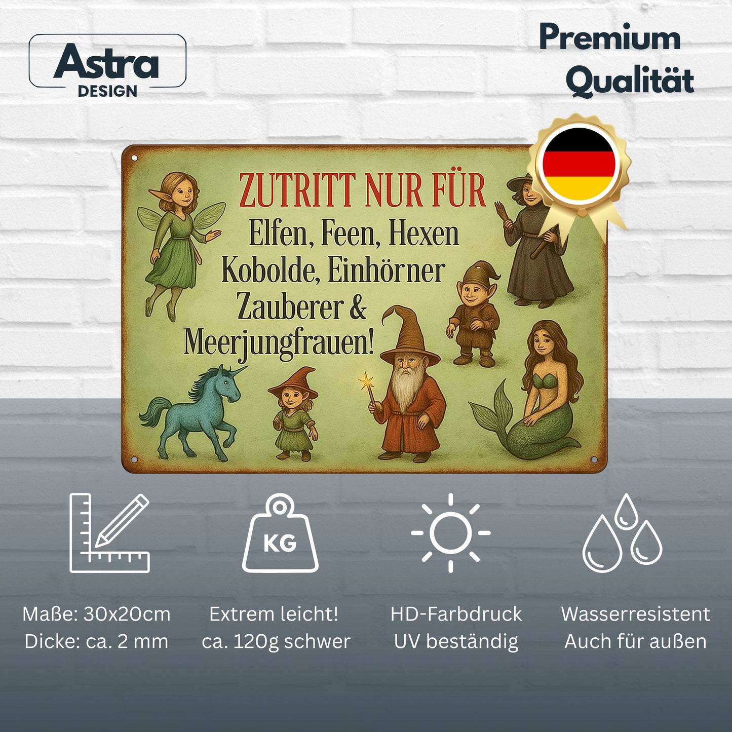 Zutritt nur für Elfen Blechschild