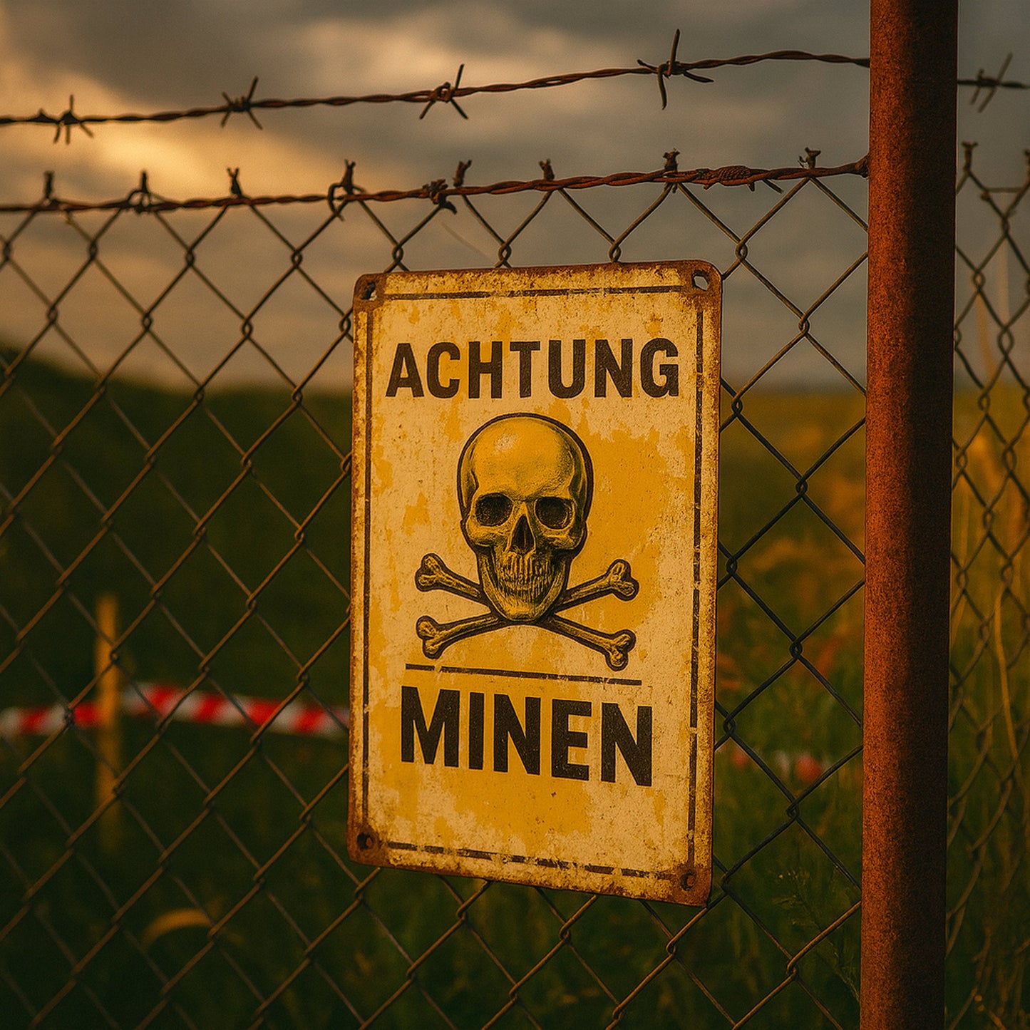 Achtung Minen Blechschild