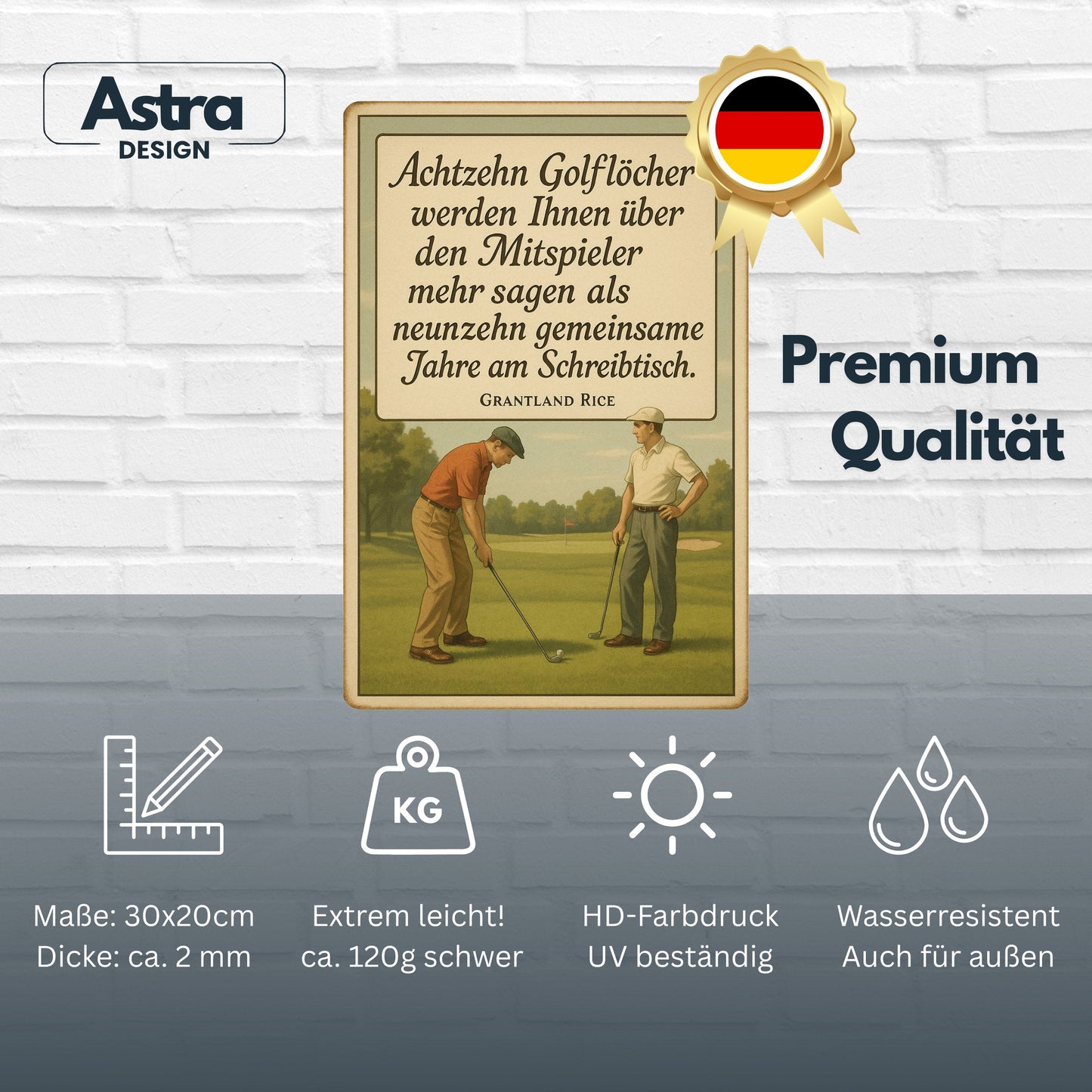 Achtzehn Golflöcher Freundschaft Blechschild