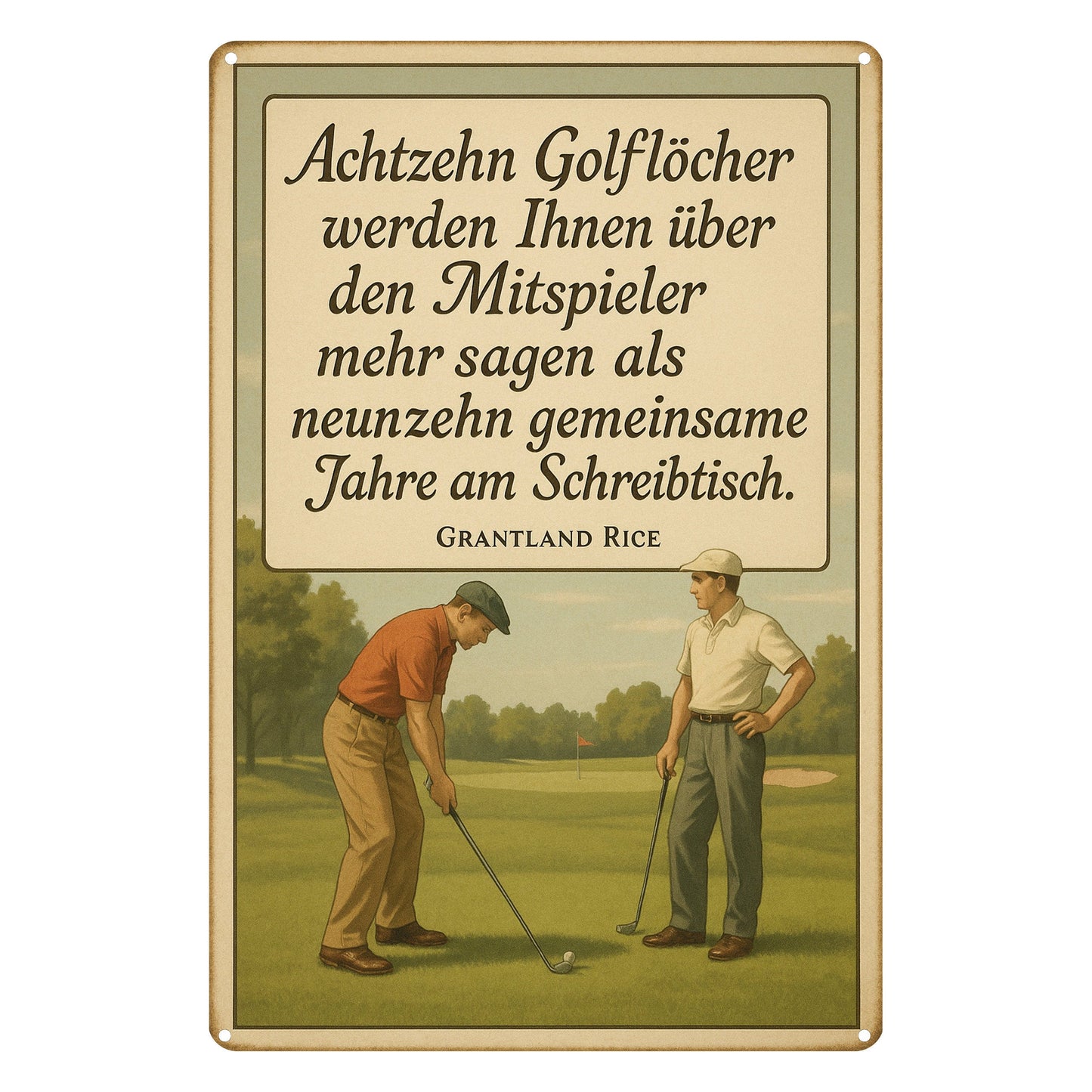 Achtzehn Golflöcher Freundschaft Blechschild