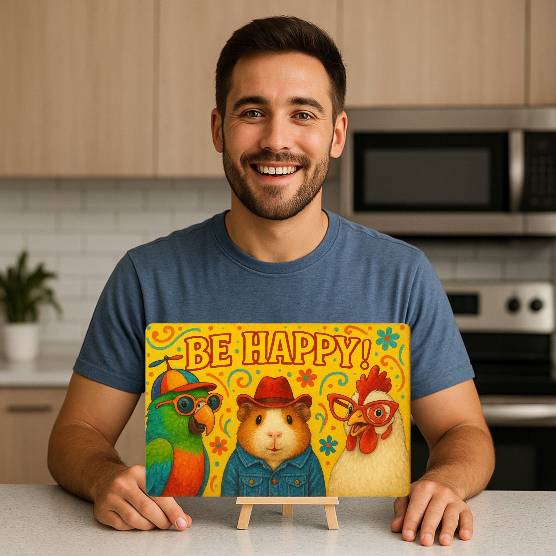 Be Happy Huhn Blechschild