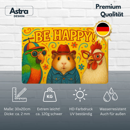 Be Happy Huhn Blechschild