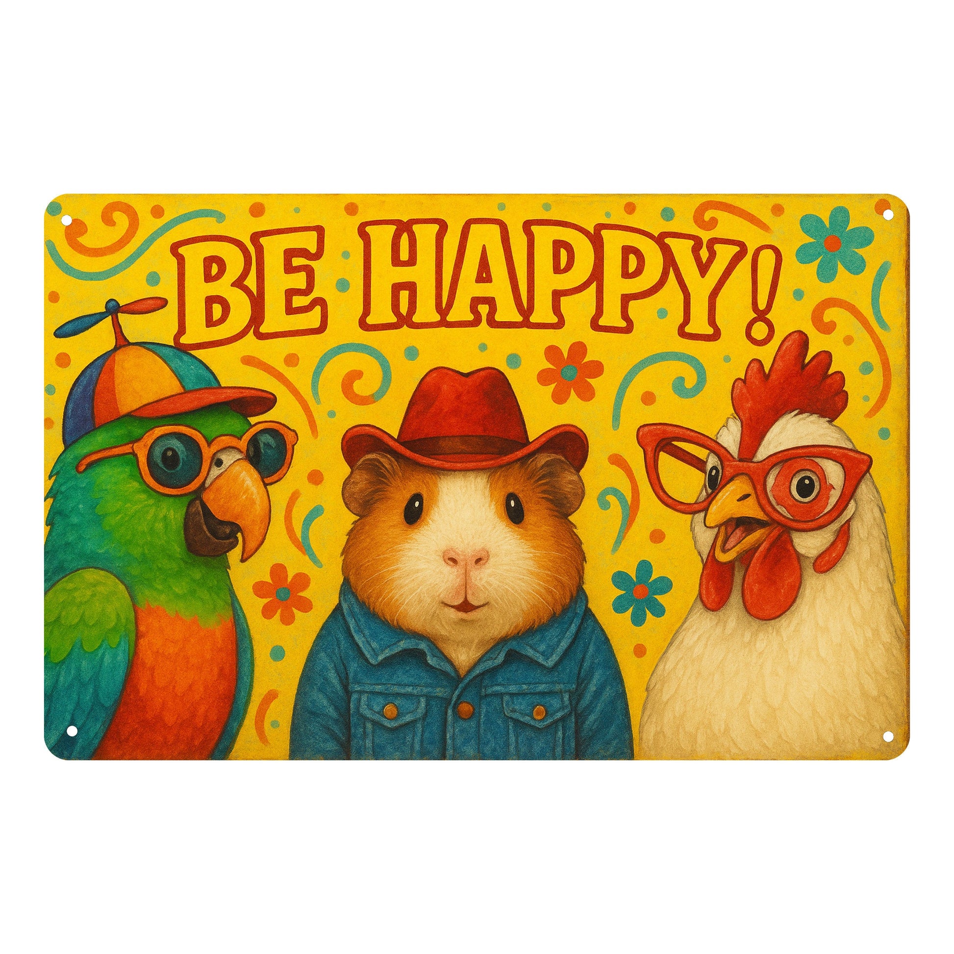 Be Happy Huhn Blechschild