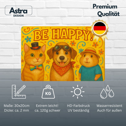 Be Happy Hund Blechschild