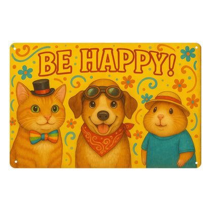 Be Happy Hund Blechschild
