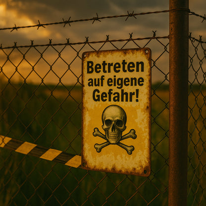 Betreten auf eigene Gefahr Blechschild