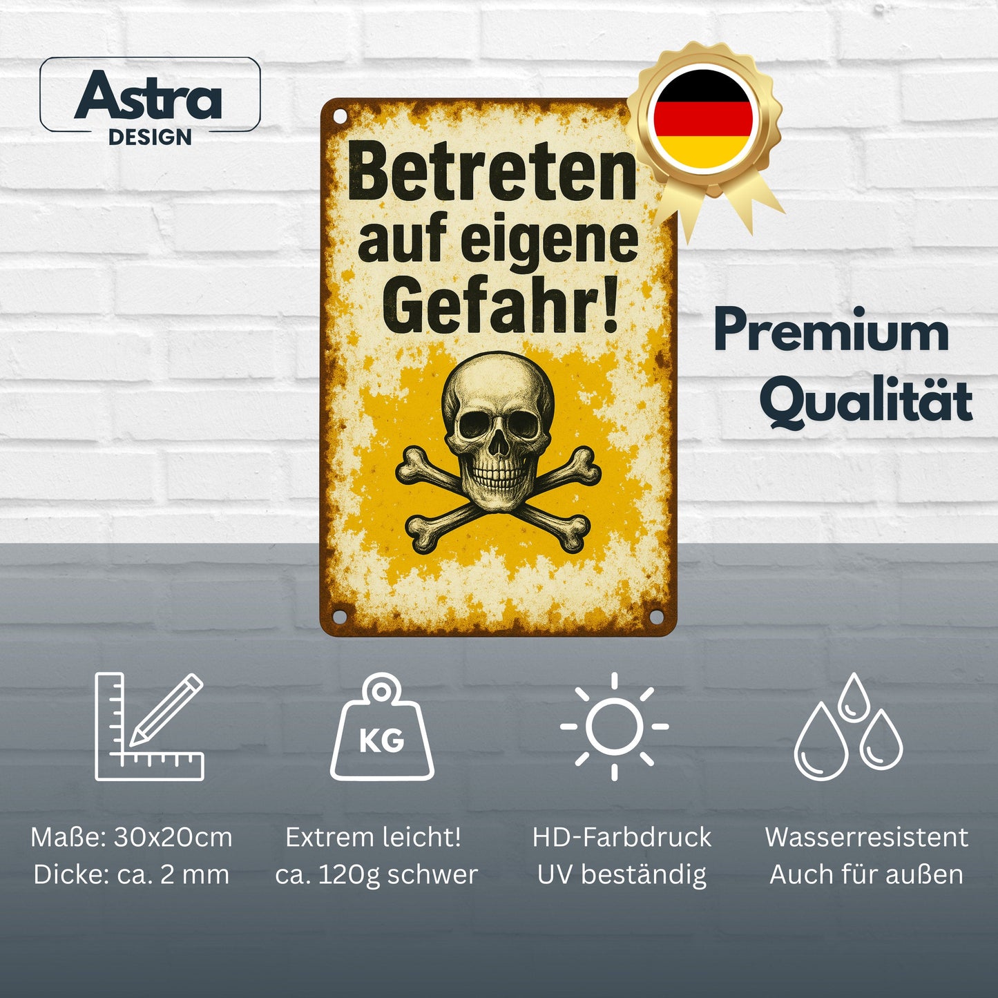 Betreten auf eigene Gefahr Blechschild