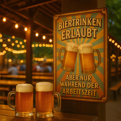 Biertrinken erlaubt Blechschild