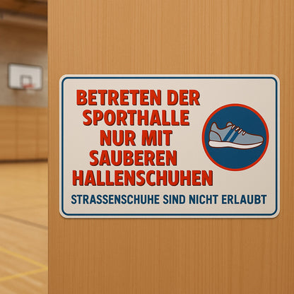 Betreten der Sporthalle Blechschild