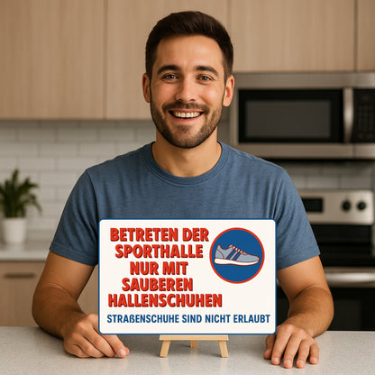 Betreten der Sporthalle Blechschild