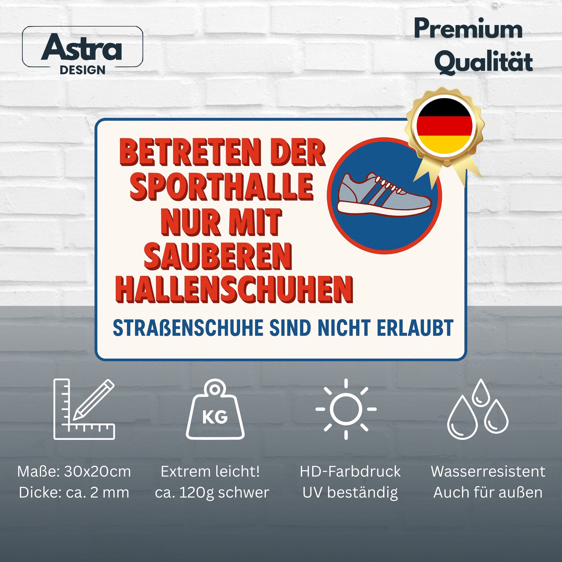 Betreten der Sporthalle Blechschild