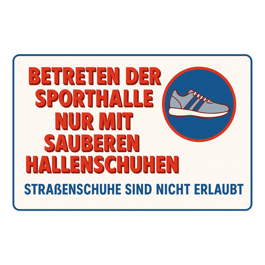 Betreten der Sporthalle Blechschild