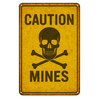 Blechschild Caution Mines