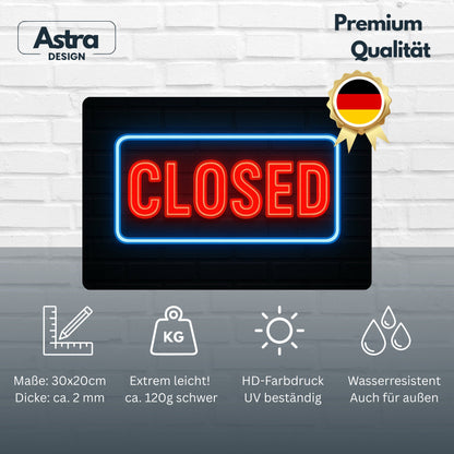Closed Sign Blechschild