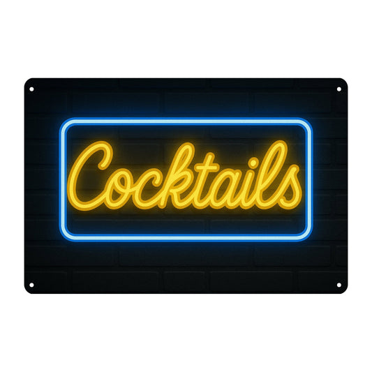 Cocktails LED Sign Blechschild