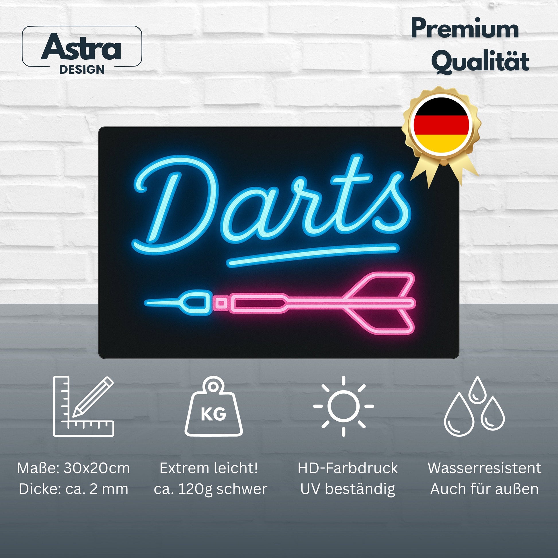 Darts LED Blechschild