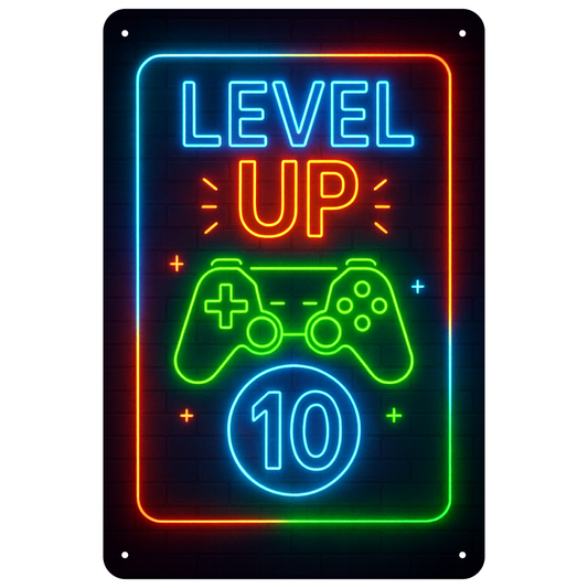 Blechschild Level UP 10