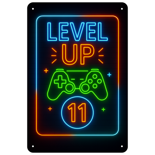 Blechschild Level UP 11
