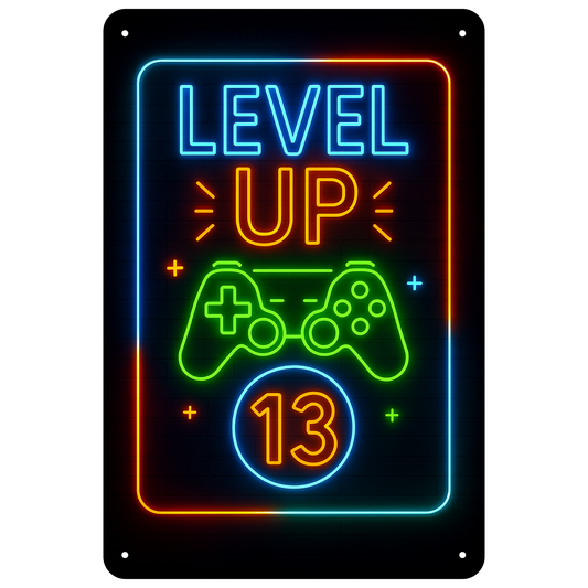 Blechschild Level UP 13