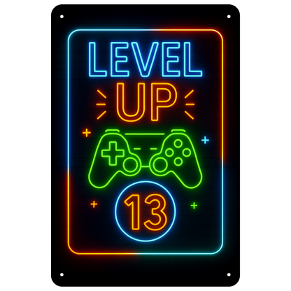 Blechschild Level UP 13