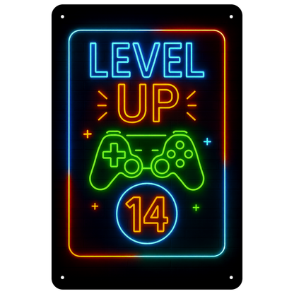 Blechschild Level UP 14