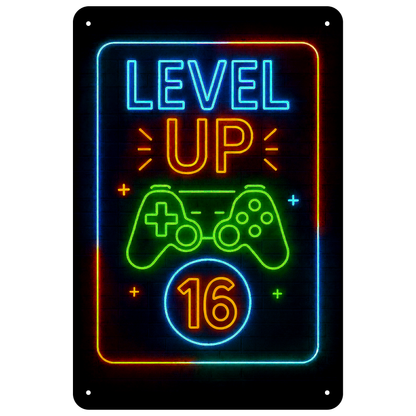 Blechschild Level UP 16