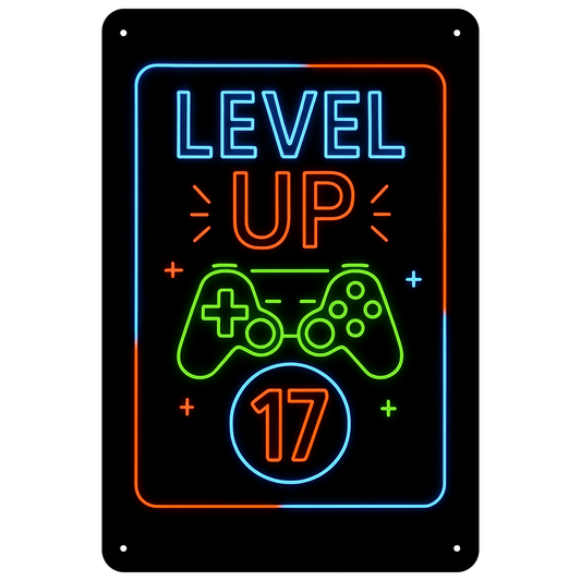 Blechschild Level UP 17