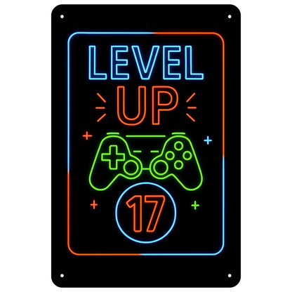 Blechschild Level UP 17