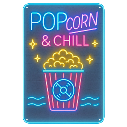 Blechschild Popcorn Chill