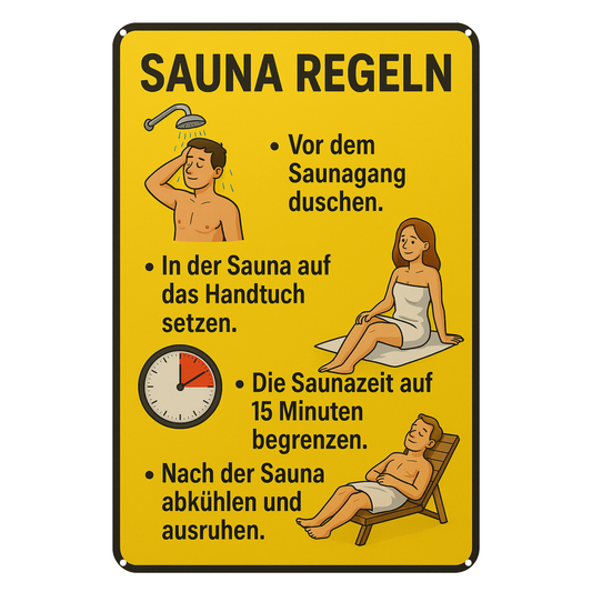 Blechschild Sauna Regeln