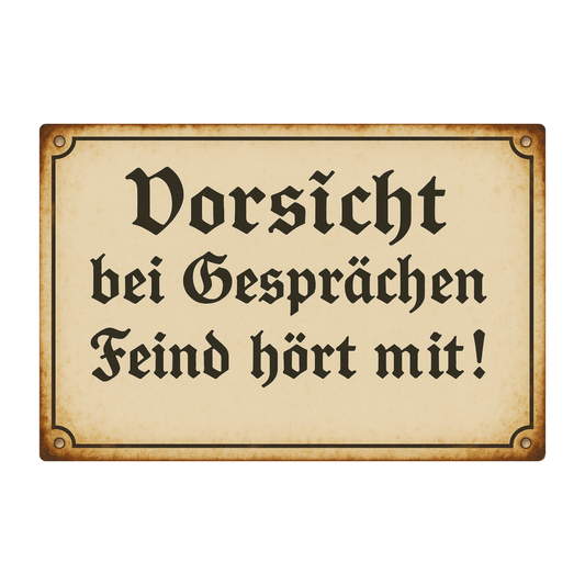 Blechschild der Feind hört mit